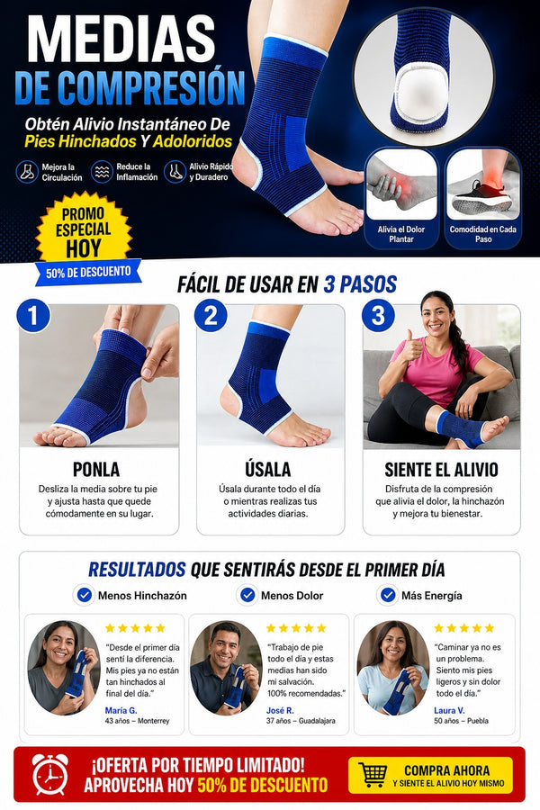 Medias De Compresión - Obtén Alivio Instantáneo De Pies Hinchados Y Adoloridos - imagen 8