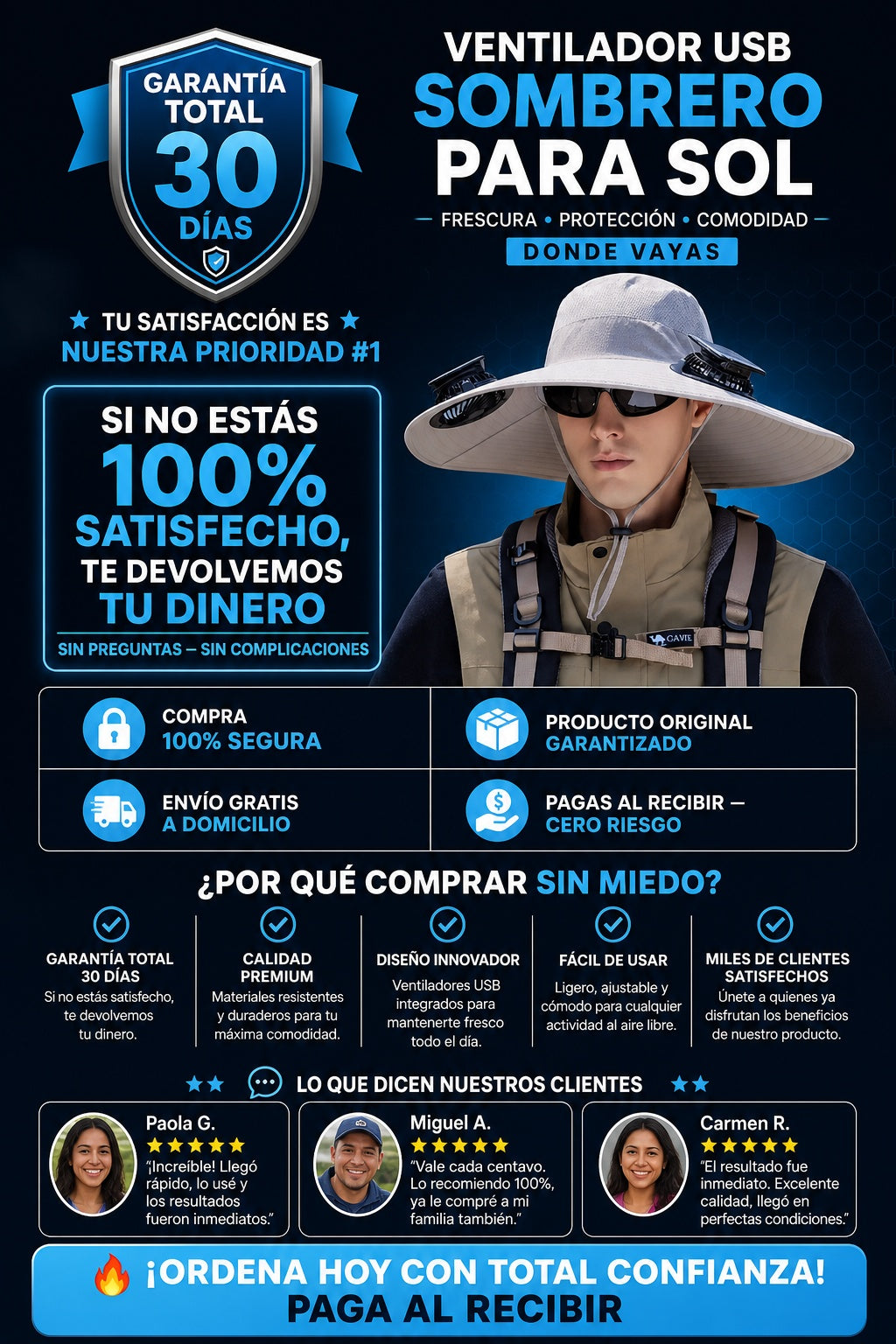 Ventilador Usb Sombrero Para Sol - imagen 9