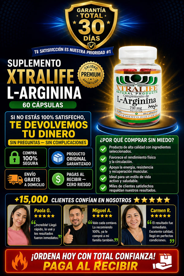 Suplemento Xtralife Larginina 60 Cap - imagen 9