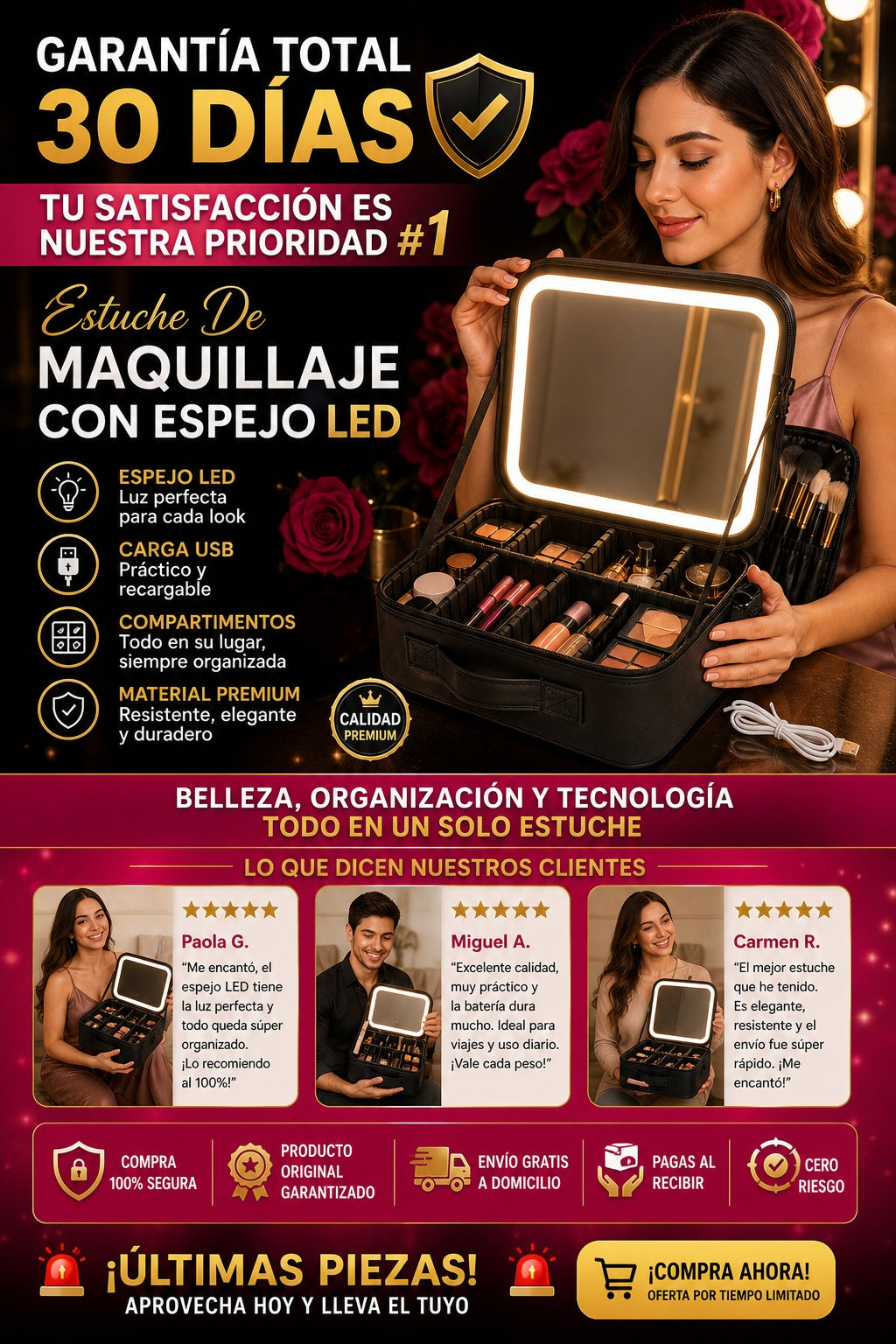 Estuche De Maquillaje Con Espejo Led - imagen 9