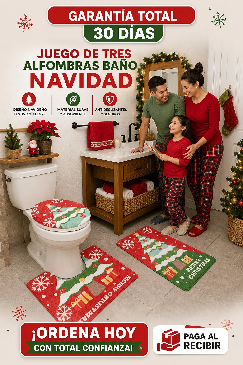 Juego De Tres Alfombras Bano Navidad - imagen 9