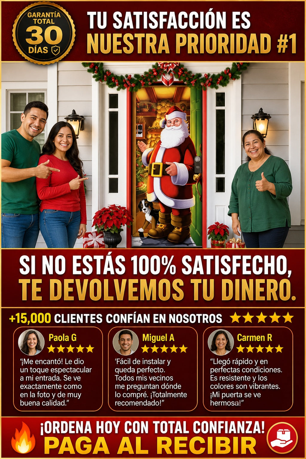 Funda Para Puerta Navideña Decorativa Santa Claus - imagen 9