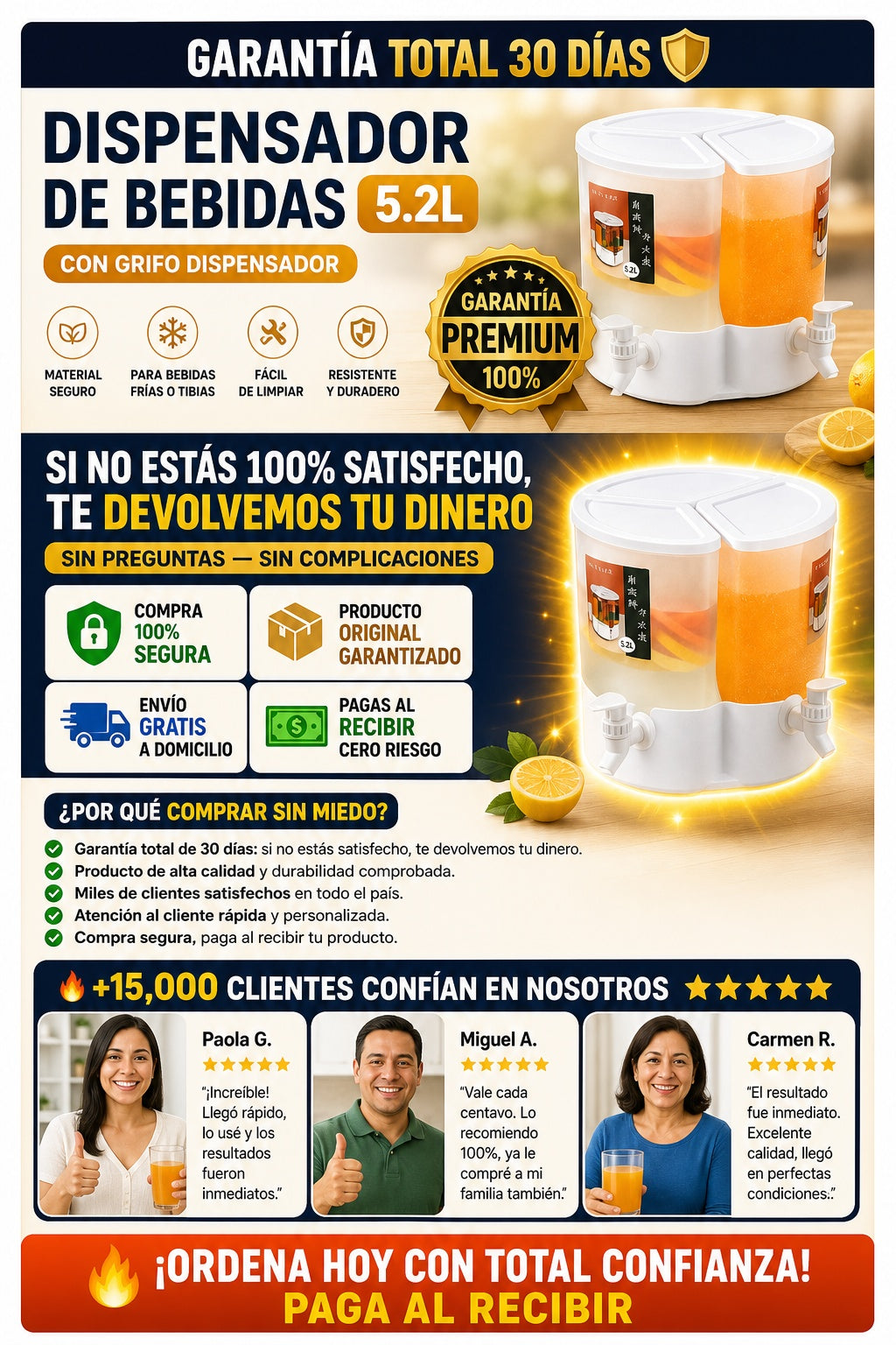 Dispensador de Bebidas con Grifo 5.2L - imagen 9
