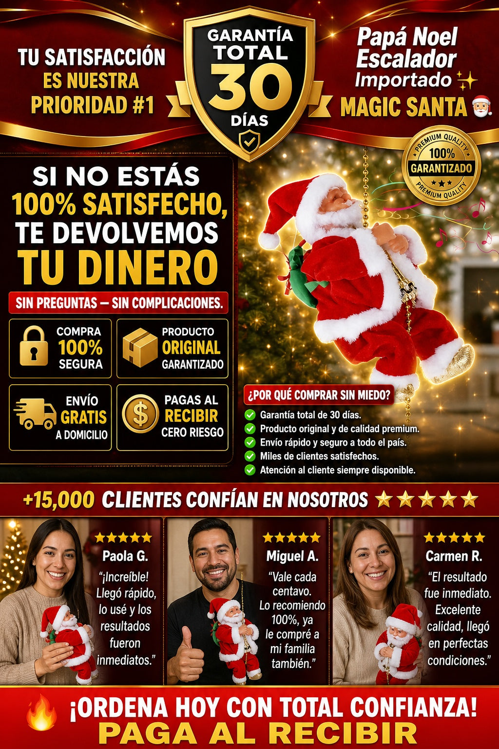 Papá Noel Escalador Importado ✨ MAGIC SANTA 🎅 (Movimientos y música navideña) - imagen 9