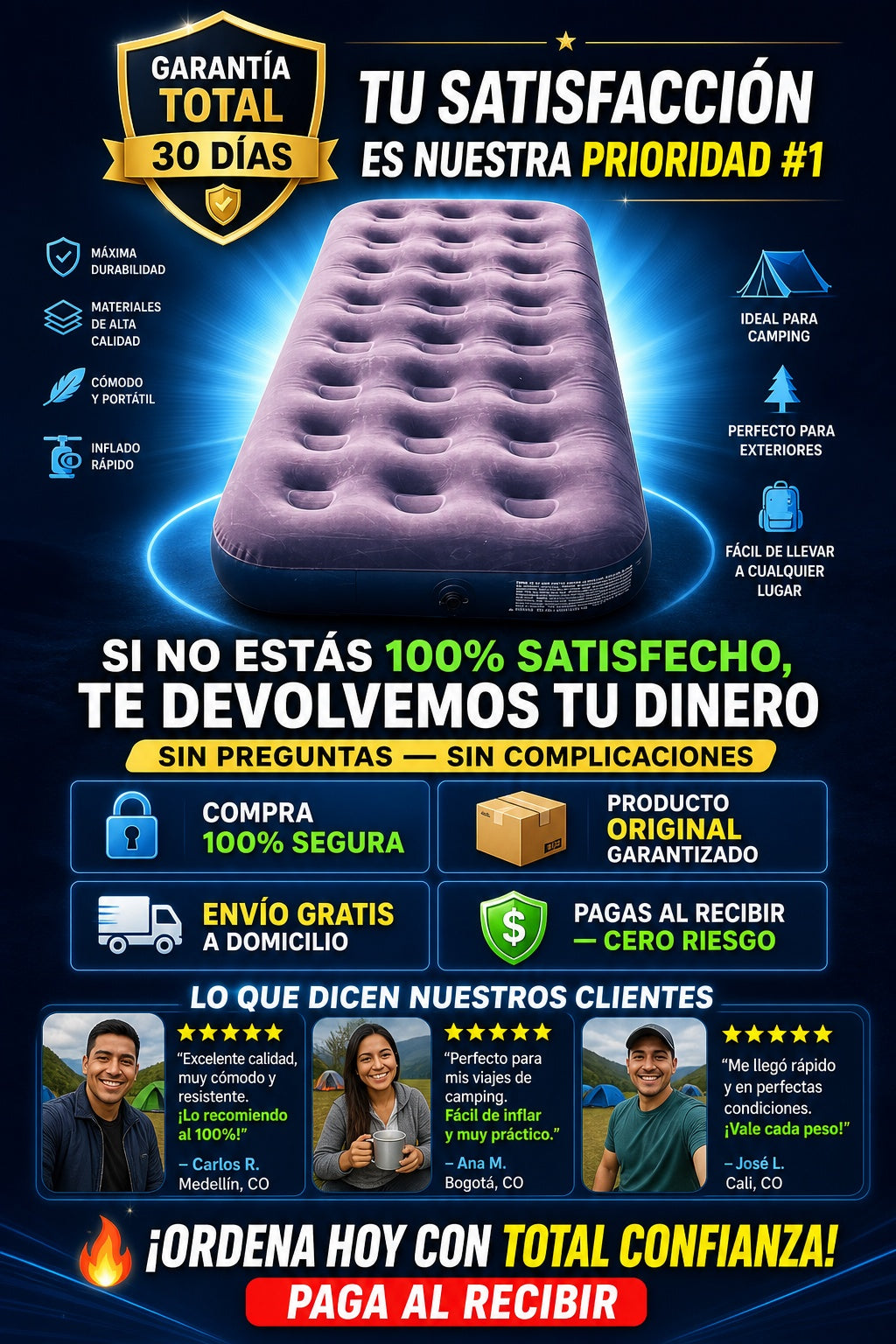 Colchon Inflable Individual Aire Camping - imagen 9
