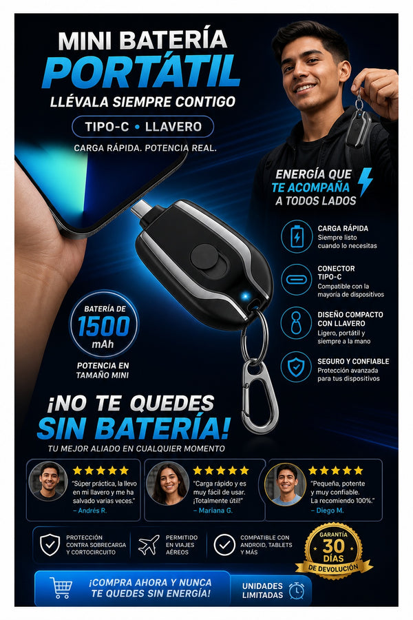 Mini Bateria De Llavero Portatil Tipo C - imagen 9
