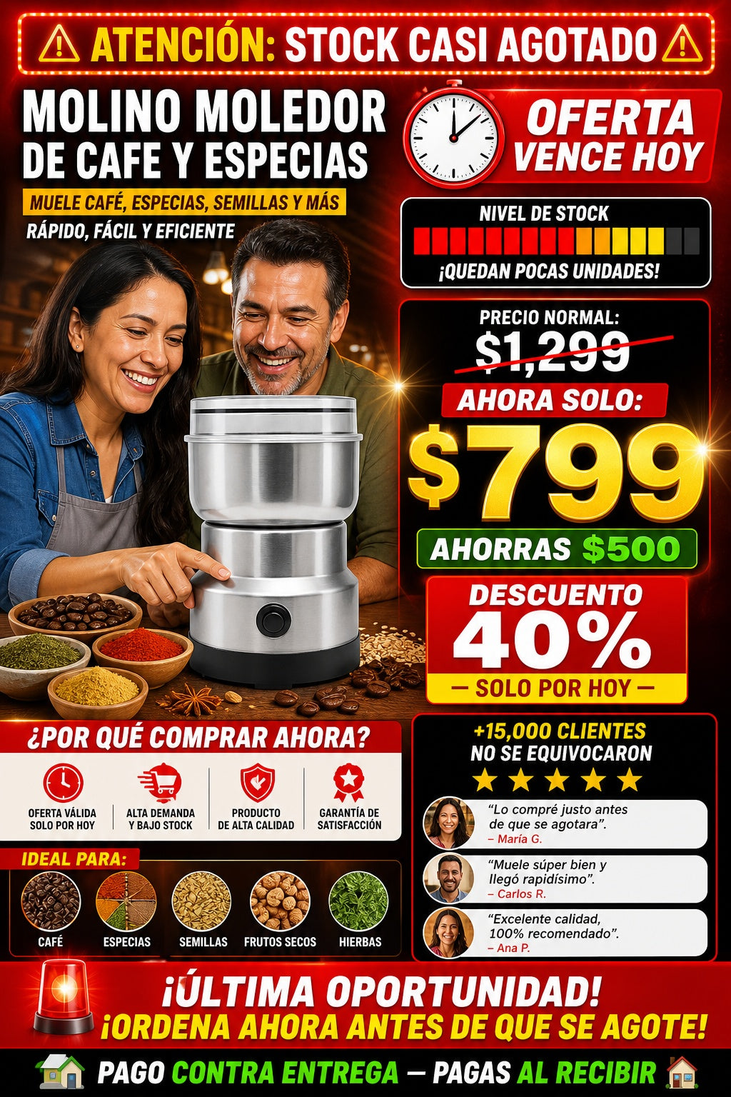 Molino Moledor De Cafe Y Especias - imagen 10