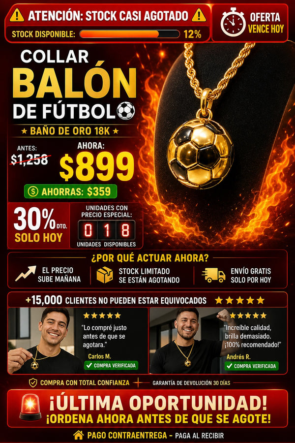 Cadena Balón de Fútbol en Oro Laminado — Lleva tu pasión siempre contigo - imagen 10