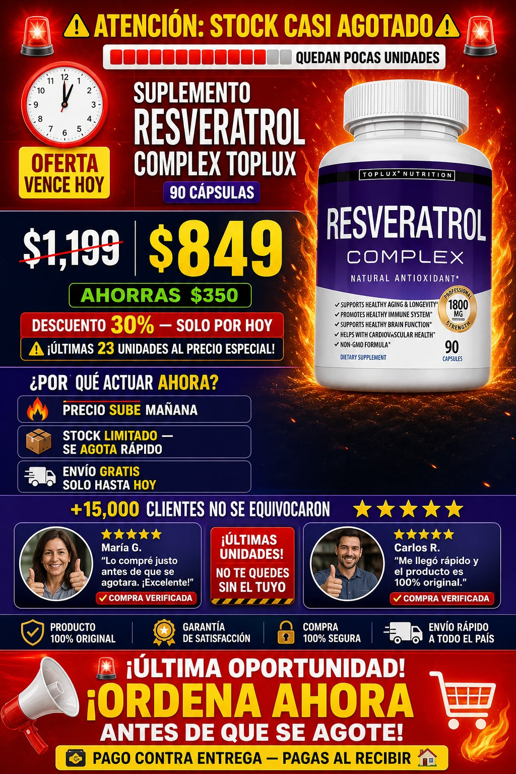 Suplemento Resveratrol Complex Toplux 90 Cápsulas - imagen 10