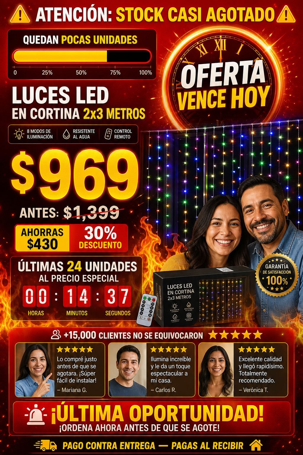 Una Cadena 2x3 M De Luces Para Cortinas - imagen 10