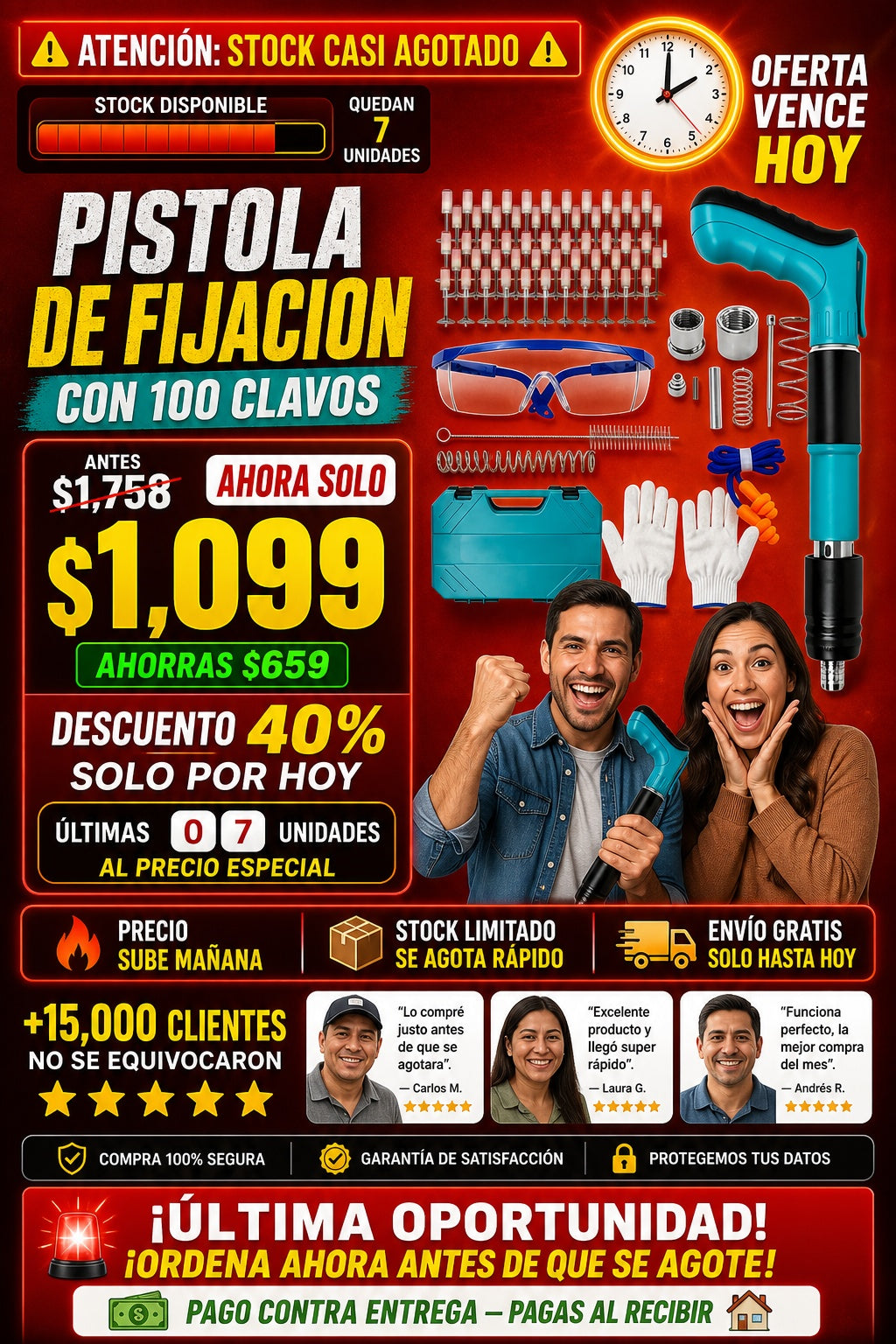 Pistola De Fijacion Con 100 Clavos - imagen 10