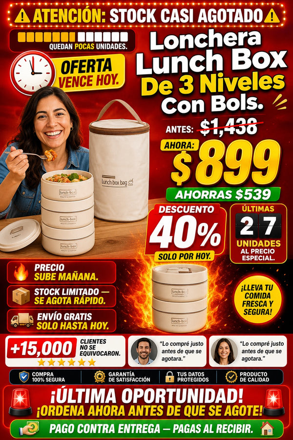 Lonchera Lunch Box De 3 Niveles Con Bols - imagen 10