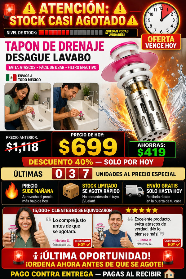 Tapon De Drenaje Desague Lavabo - imagen 10