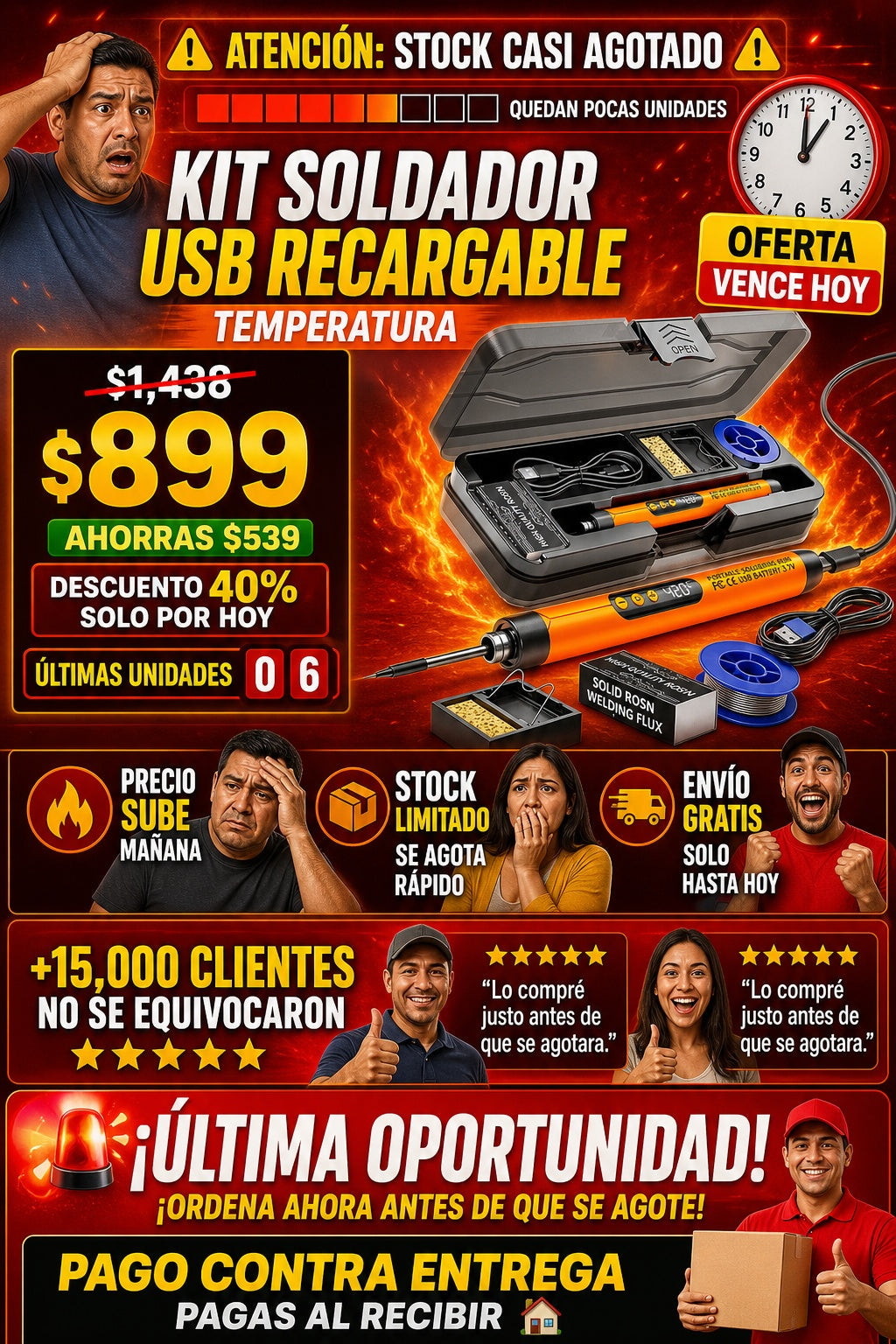 Kit Soldador Usb Recargable Temperatura - imagen 10
