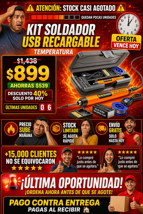 Kit Soldador Usb Recargable Temperatura - imagen 10