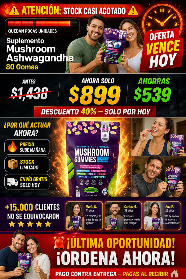 Suplemento Mushroom Ashwagandha 80 Gomas - imagen 10