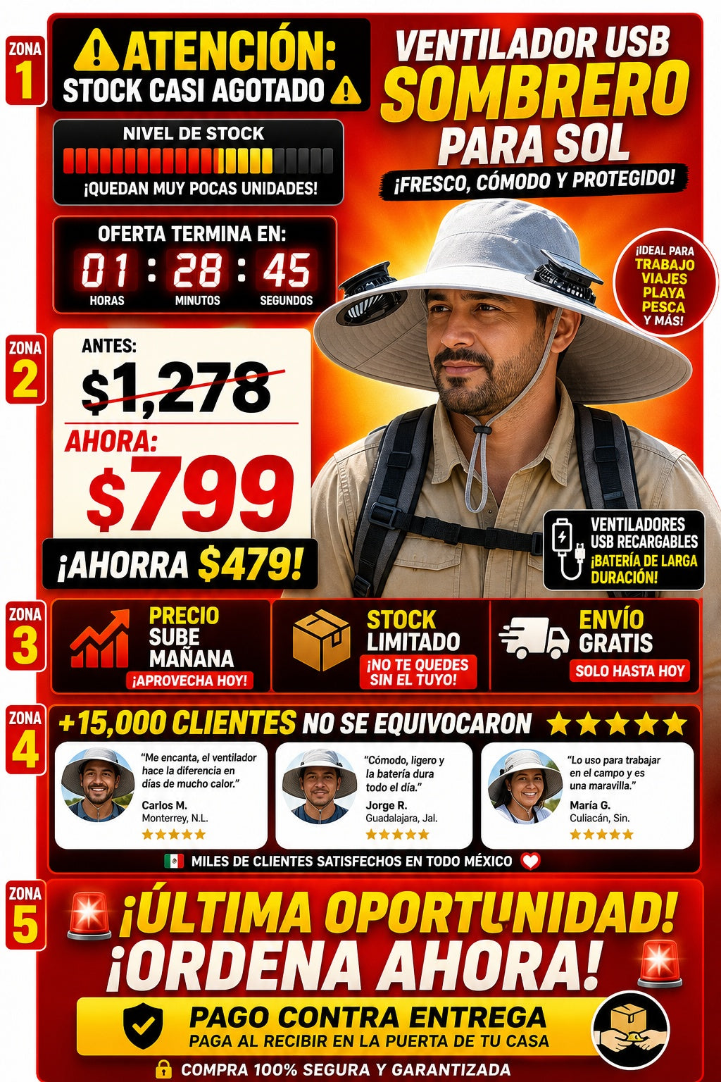 Ventilador Usb Sombrero Para Sol - imagen 10