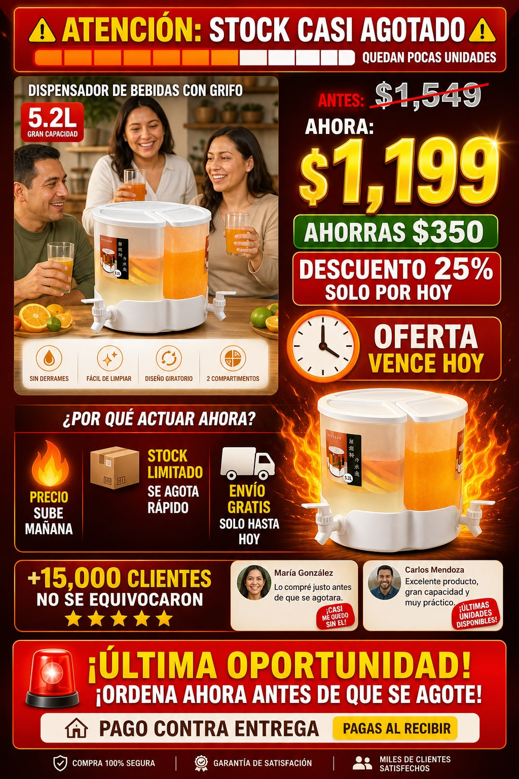 Dispensador de Bebidas con Grifo 5.2L - imagen 10