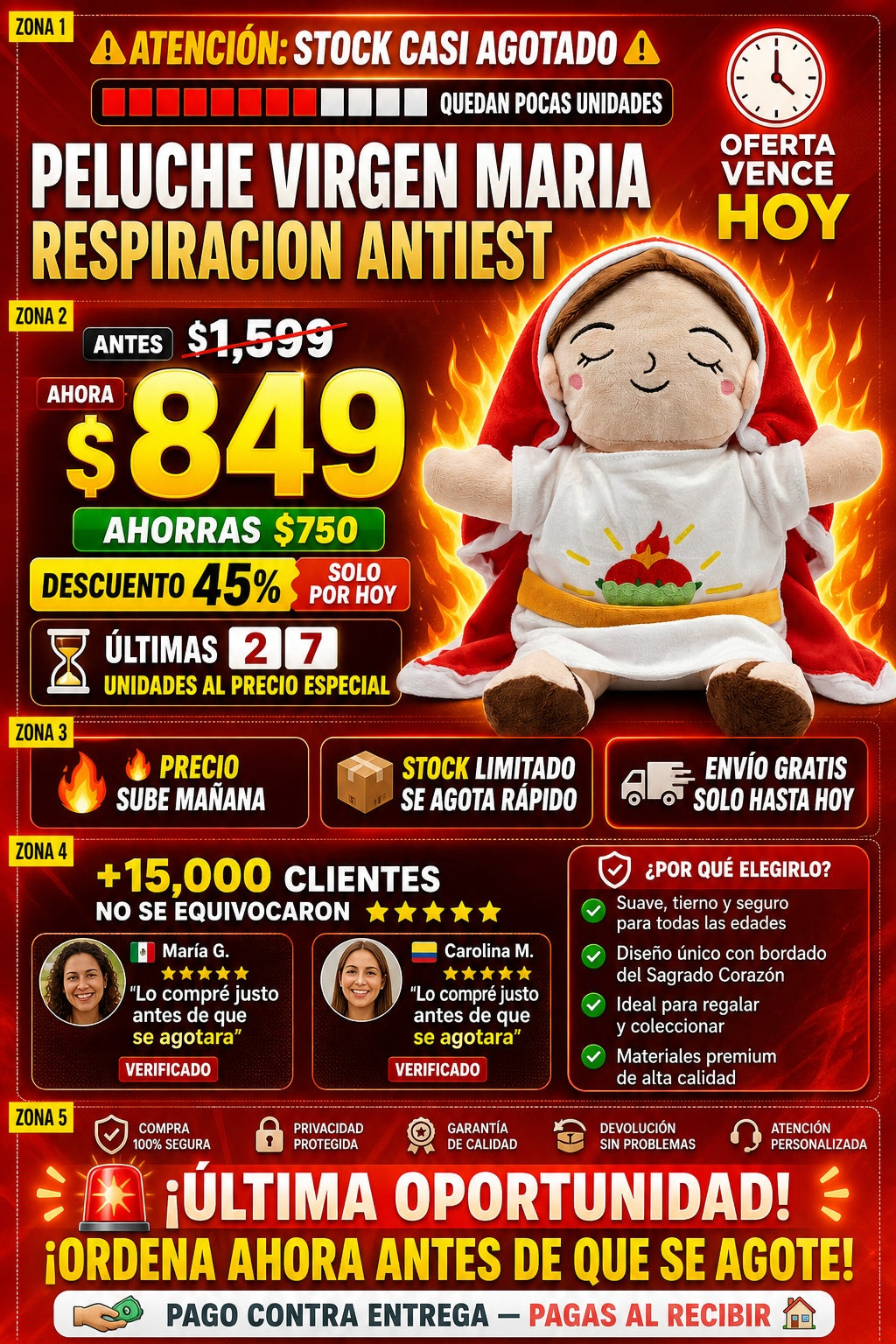 Peluche Virgen Maria Respiracion Antiest - imagen 10