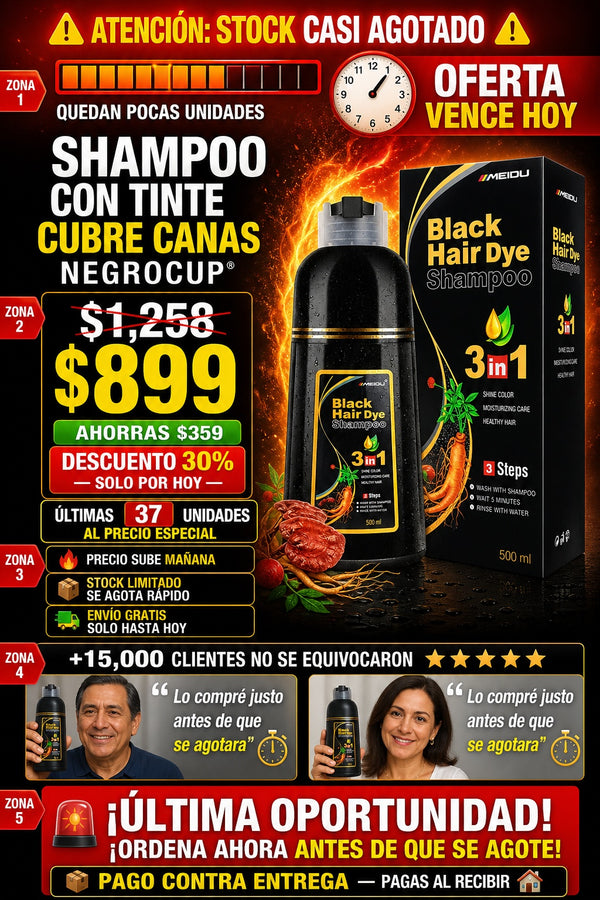 Shampoo Con Tinte Cubre Canas Negrocup - imagen 10