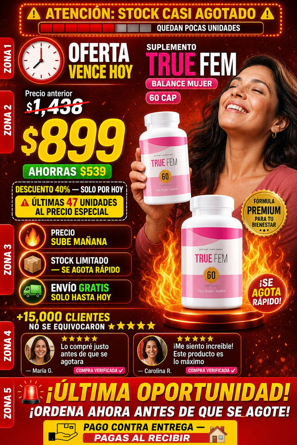Suplemento True Fem Balance Mujer 60 Cap - imagen 10