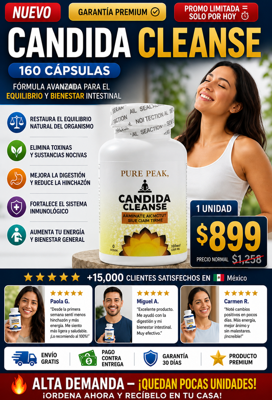Candida Cleanse 160 Cápsulas - Eliminación Total Garantizada