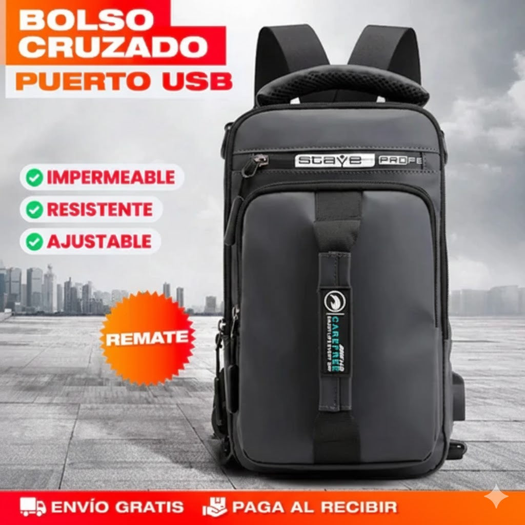 BOLSO CRUZADO CON PUERTO USB ✅